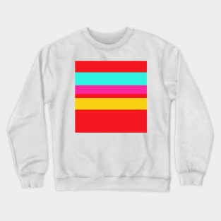 A world-class compound of Cherry Red, Barbie Pink, Metallic Yellow and Fluorescent Blue stripes. Crewneck Sweatshirt